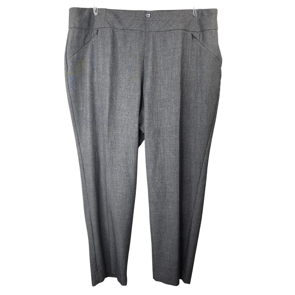 Investments Gray Pull On Slacks 20W Straight Leg Zip Pockets Minimalist Workwear